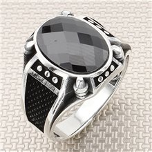 Pençe Tasarım Oval Taşlı Toptan Gümüş Erkek Yüzük