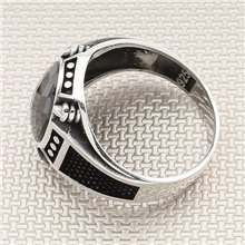 Pençe Tasarım Oval Taşlı Toptan Gümüş Erkek Yüzük