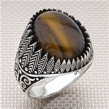 Desenli Motifli Toptan Gümüş Erkek Yüzük