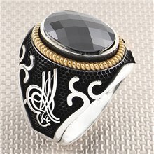 Osmanlı Tuğra Toptan Gümüş Erkek Yüzük