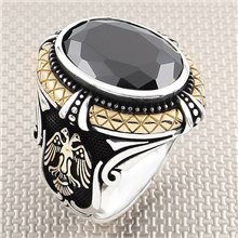 Çift Başlı Kartal Toptan Gümüş Erkek Yüzük