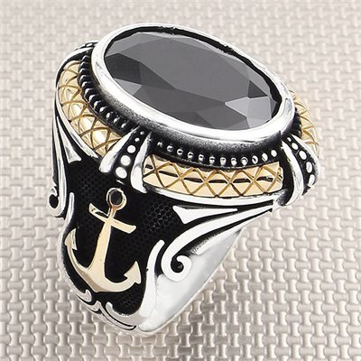 Denizçi Çapa Figürlü Toptan Gümüş Erkek Yüzük