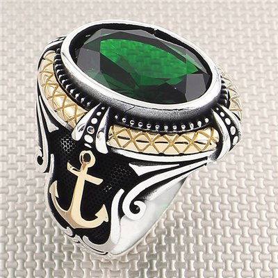 Denizçi Çapa Figürlü Toptan Gümüş Erkek Yüzük