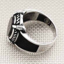 Pençeli Oval Taşlı Toptan Gümüş Erkek Yüzük