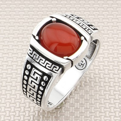 Grek Desenli Toptan Gümüş Erkek Yüzük