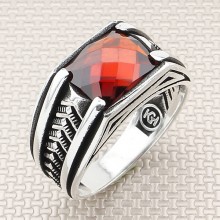 Kırık Çizgili Toptan Gümüş Erkek Yüzük