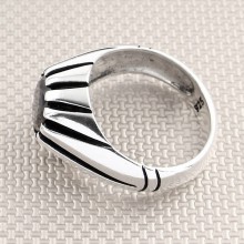 İnce Çizgili Toptan Gümüş Erkek Yüzük