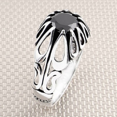 Damla Figürlü Toptan Gümüş Erkek Yüzük