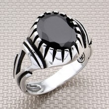 Üçgen Motifli Toptan Gümüş Erkek Yüzük