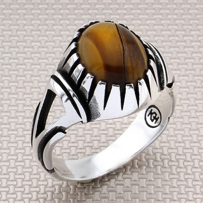 Üçgen Motifli Toptan Gümüş Erkek Yüzük