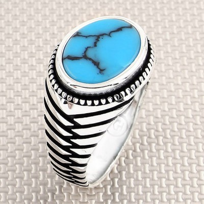 Çapraz Çizgili Toptan Gümüş Erkek Yüzük