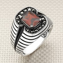 Markatiz Taşlı Toptan Gümüş Erkek Yüzük