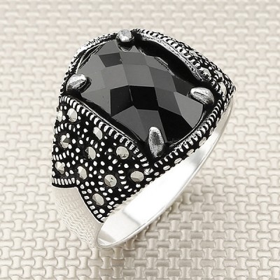 Markatiz Taşlı Toptan Gümüş Erkek Yüzük