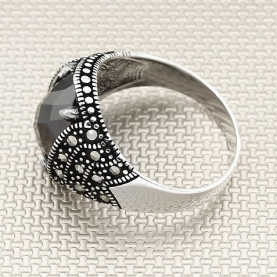 Markatiz Taşlı Toptan Gümüş Erkek Yüzük