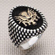 Osmanlı Arma Toptan Gümüş Erkek Yüzük