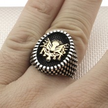 Osmanlı Arma Toptan Gümüş Erkek Yüzük