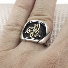 Osmanlı Tuğra Toptan Gümüş Erkek Yüzük