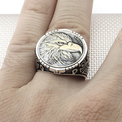 Kartal Figürlü Toptan Gümüş Erkek Yüzük